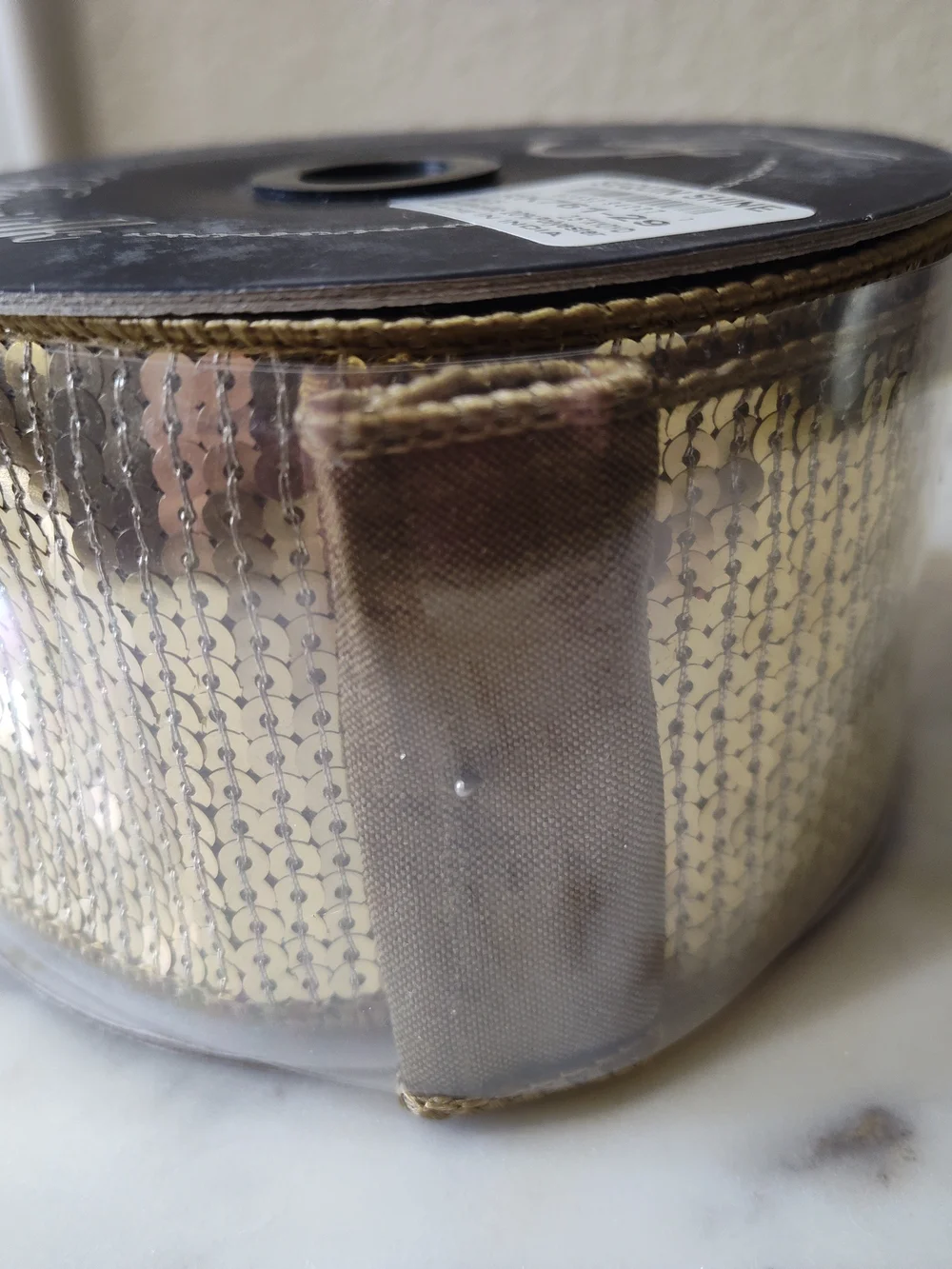 FARRISILK Bronze Sequin Shine Wired Ribbon 2.5"x10 Yards Luxury Designer Ribbon - Picture 3 of 6